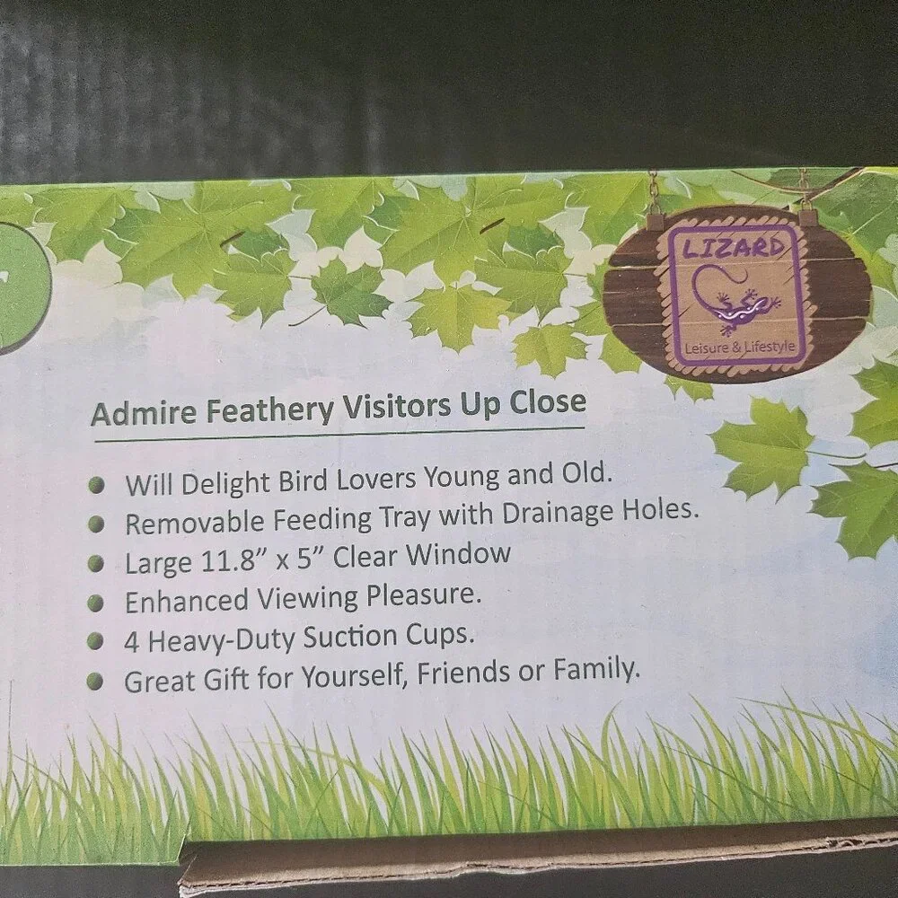 Lizard Brand Window Bird Feeder Clear View For Bird Watching Acrylic